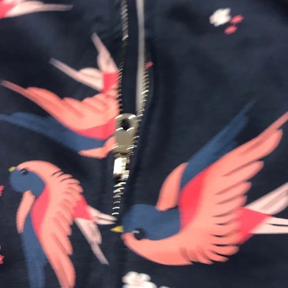 H & M  Jacket Kid 4Y Blue Bird Bomber Preppy Modern School Neutral Retro Boho - Picture 7 of 7